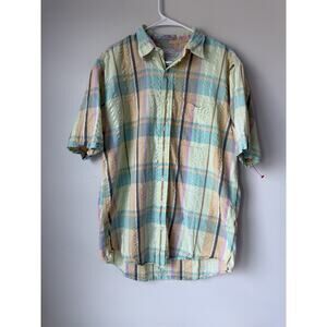 Jacob Miller Button Down Shirt Men L Multicolor Plaid Cotton Short Sleeve